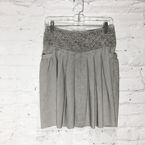 Alice + Olivia Grey Pleated Skirt with Beading